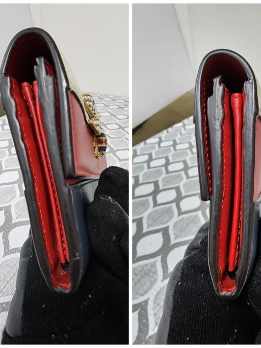 Authentic GUCCI Calfskin Queen Margaret Chain Wallet Multicolor - Picture 6 of 16